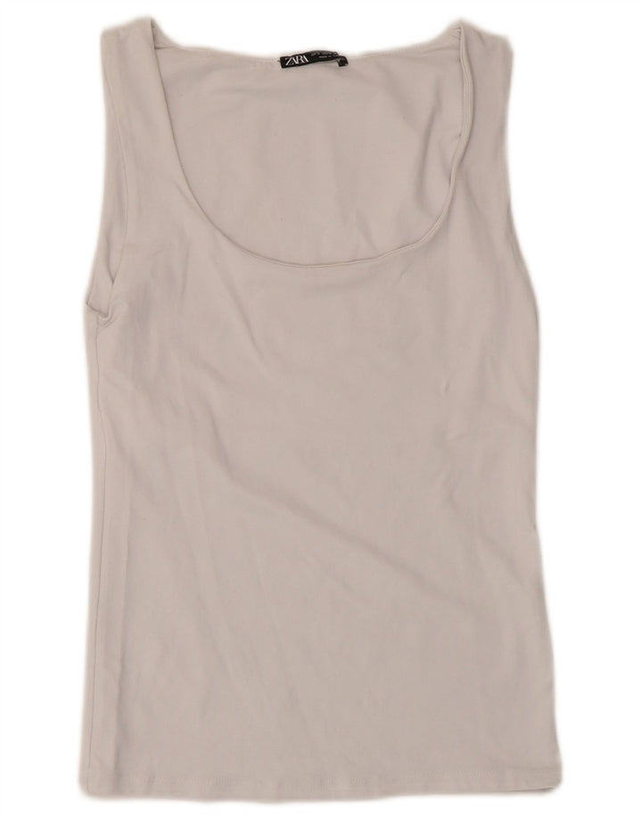 Zara Femme Débardeur UK 8 Petit Blanc Polyamide
