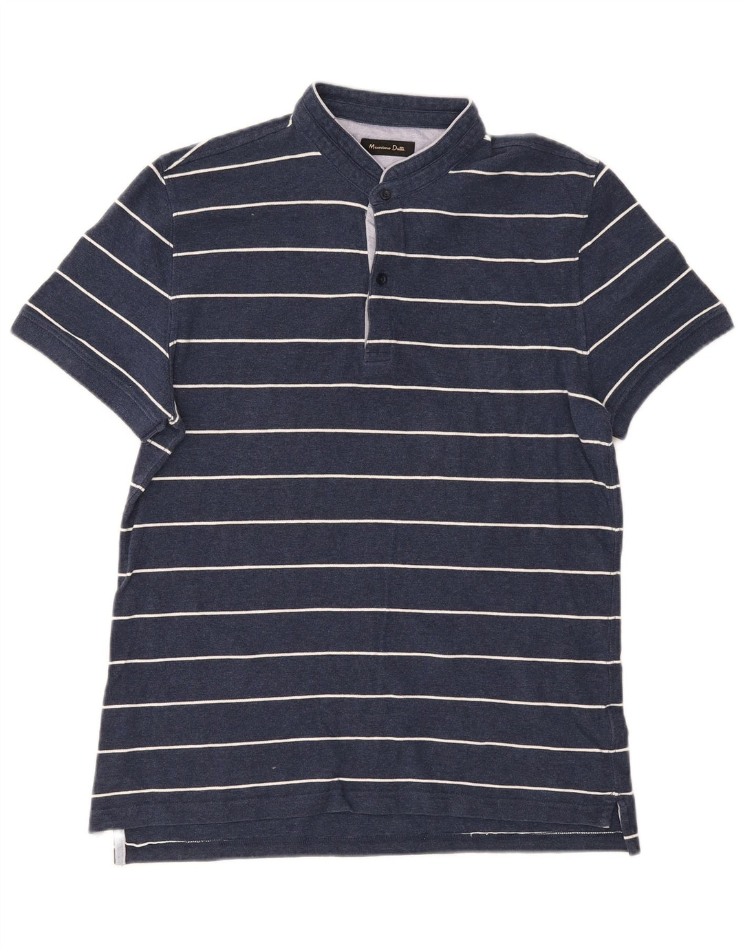 Massimo Dutti Polo Homme Large Bleu Marine Rayé Coton