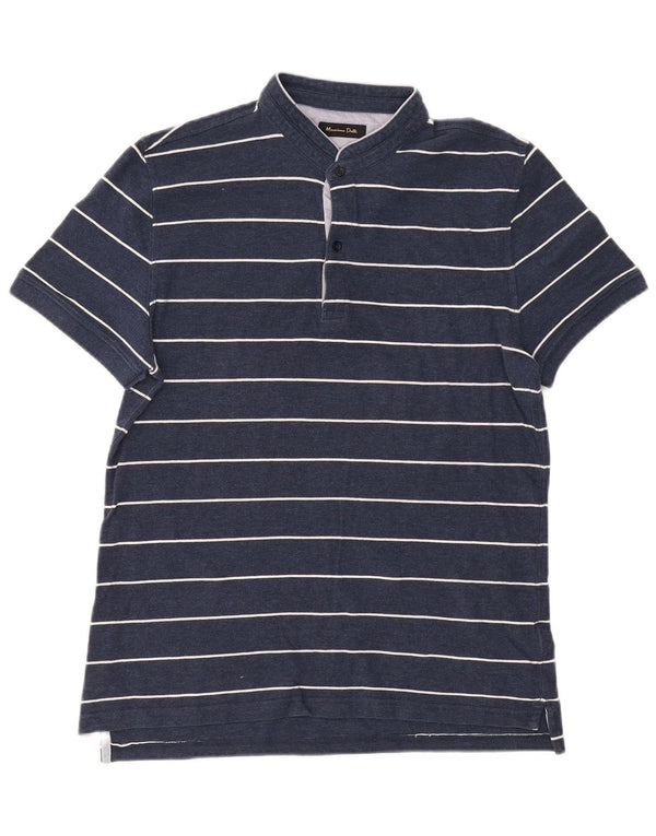 Massimo Dutti Polo Homme Large Bleu Marine Rayé Coton