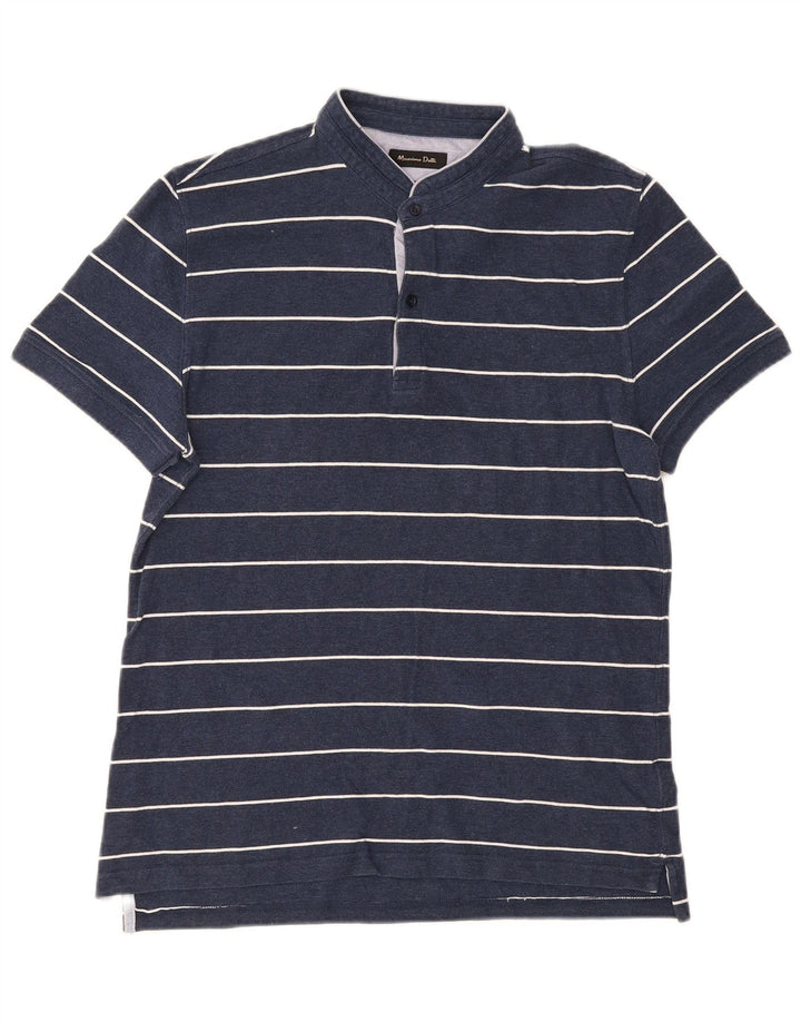 Massimo Dutti Polo Homme Large Bleu Marine Rayé Coton