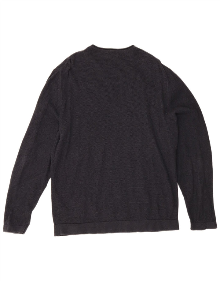 Massimo Dutti Pull à col rond pour homme en coton bleu marine Taille L