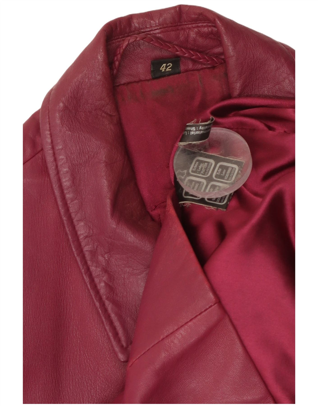 veste en cuir femme vintage IT 42 Cuir Bordeaux Moyen