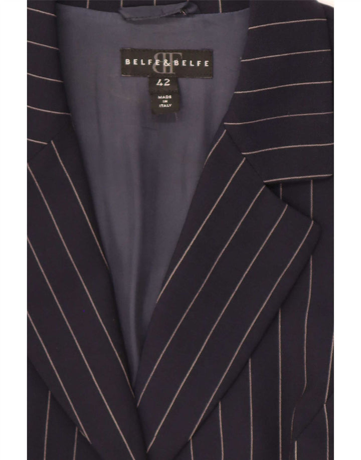 Belfe & Femme Veste Blazer 3 Boutons IT 42 Laine À Rayures Bleu Marine Moyen