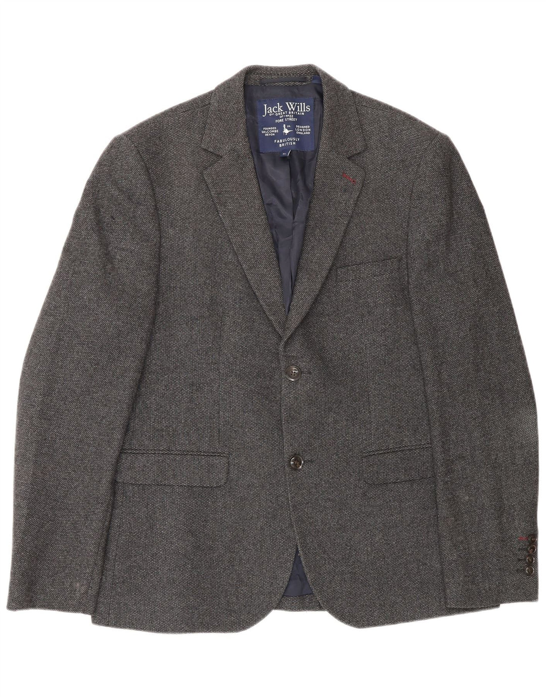 Jack Wills Veste Blazer 2 Boutons Homme UK 42 XL Laine Grise