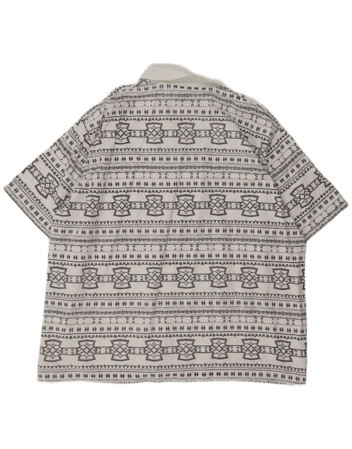 JOHN F GEE Chemise pull à manches courtes pour hommes 2XL coton géométrique blanc