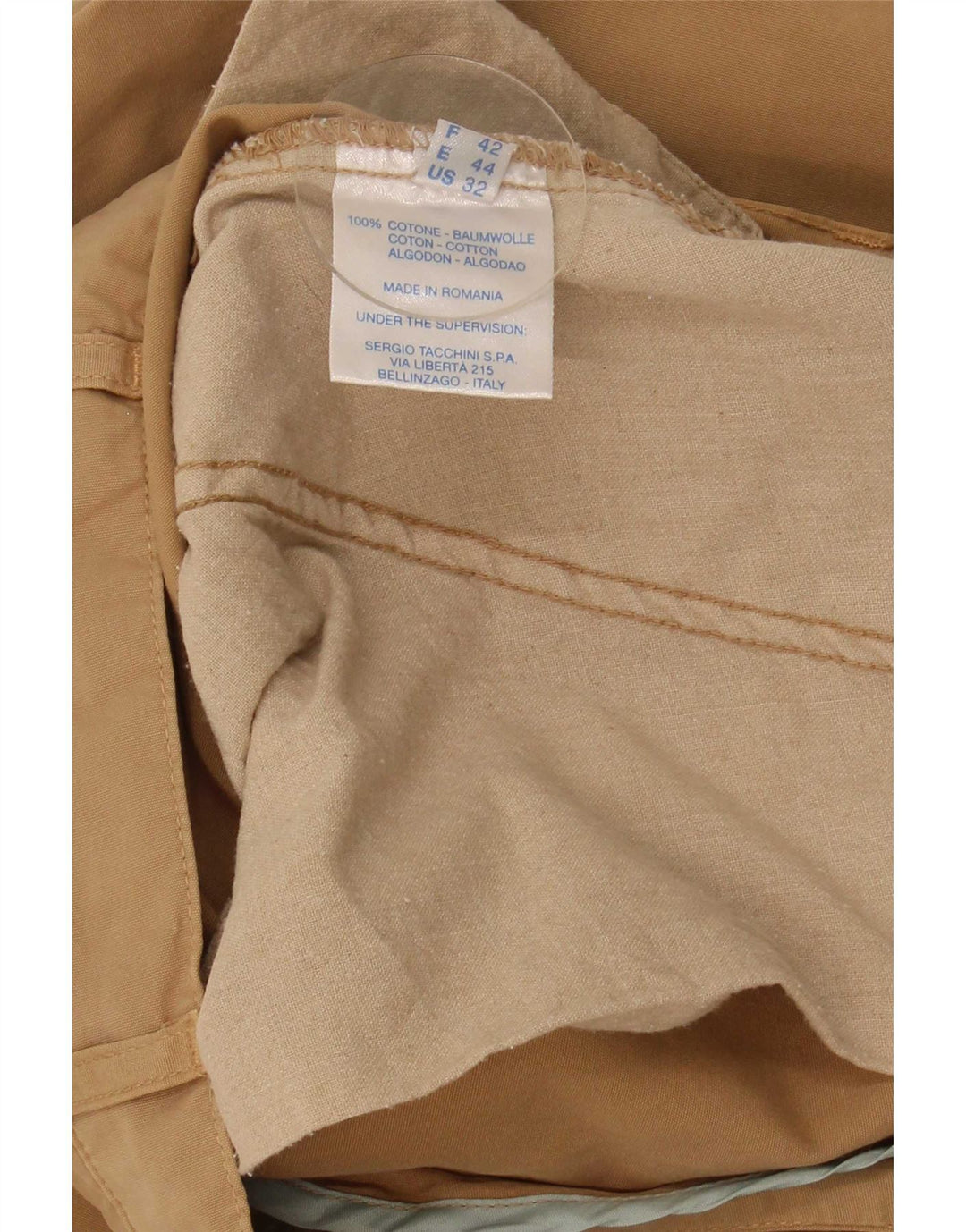 Sergio Tacchini Pantalon Chino Droit Homme IT 48 Medium W32 L29 Beige