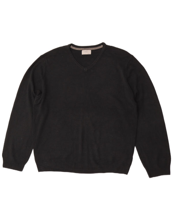 Marks & Spencer Pull coupe classique à col en V pour homme 2XL Noir Acrylique
