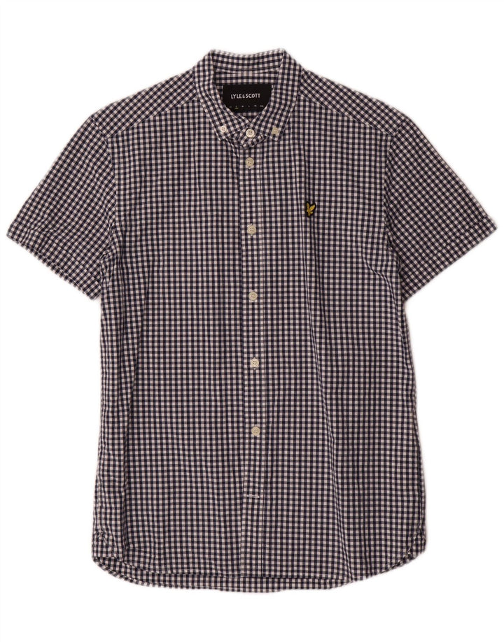 Lyle & Scott Chemise à manches courtes pour homme Petit bleu vichy en coton classique