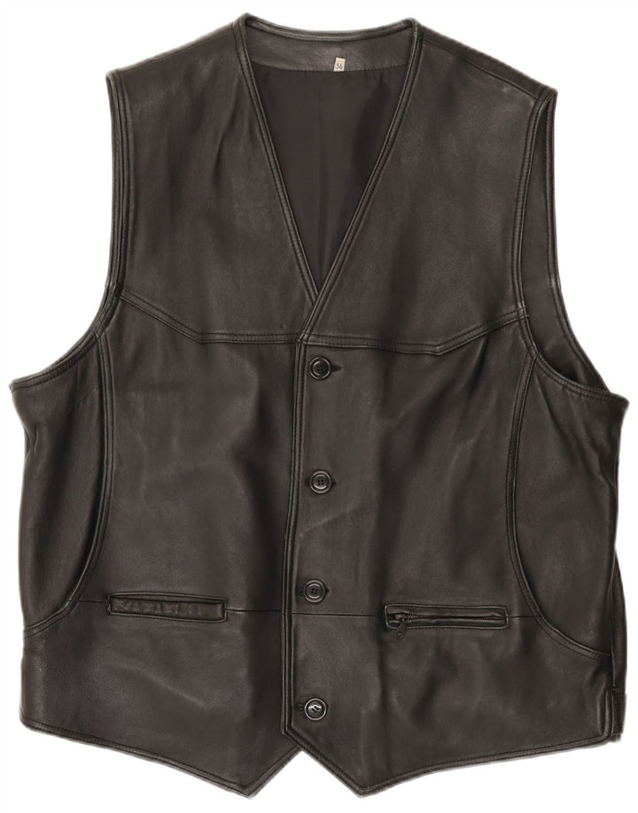gilet en cuir homme vintage IT 56 3XL Noir