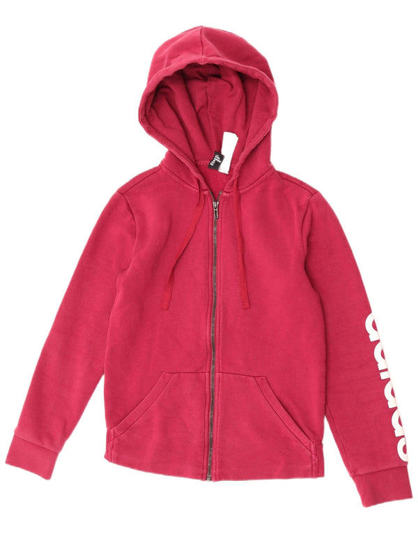 Adidas Pull à capuche zippé graphique pour femme UK 8/10 Petit coton rose