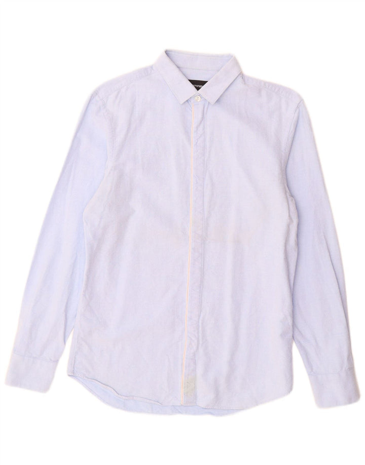 EMPORIO ARMANI Chemise Homme Taille 39 15 1/2 Bleu Moyen