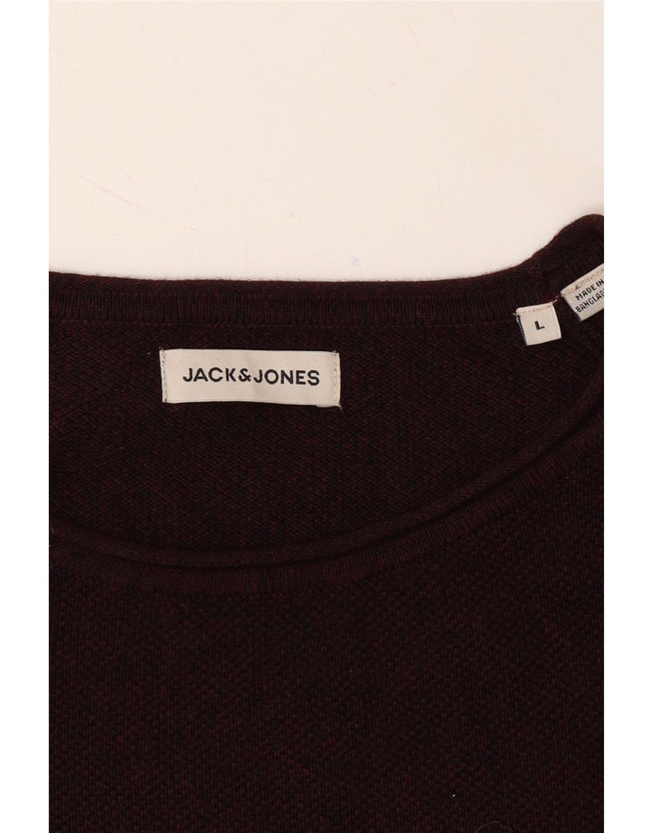 JACK & JONES Mens Crew Neck Jumper Sweater Large Maroon Cotton Vintage Jack & Jones and Second-Hand Jack & Jones from Messina Hembry 