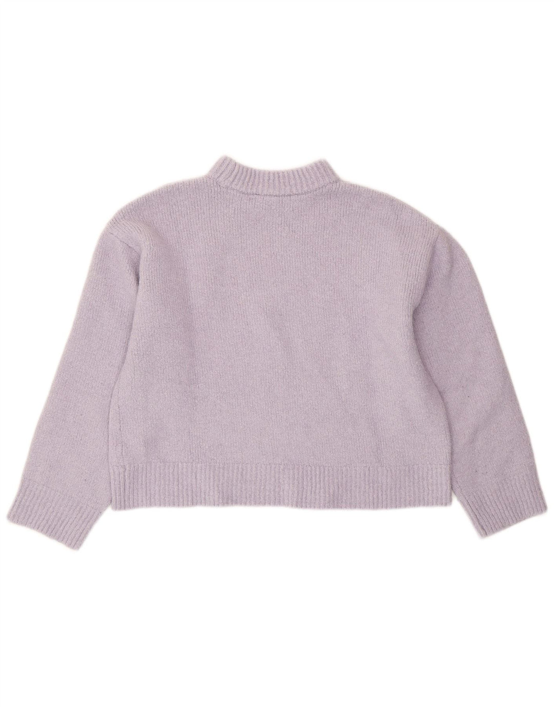 Zara Pull court à col roulé pour femme UK 14 Violet moyen Polyester
