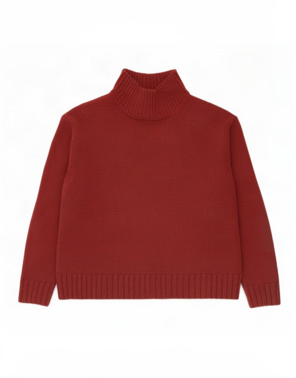 Zara Pull surdimensionné à col roulé pour femme UK 10 Petit Bordeaux