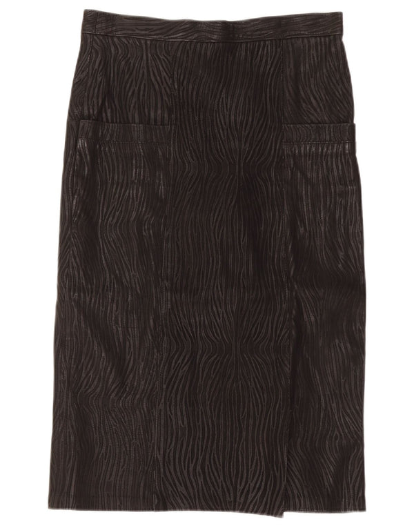 jupe en cuir femme vintage IT 46 Large W30 Black Animal Print