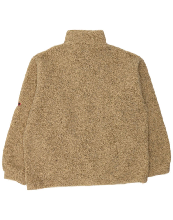 vintage Mens Zip Neck Fleece Jumper XL Beige Polyacrylique