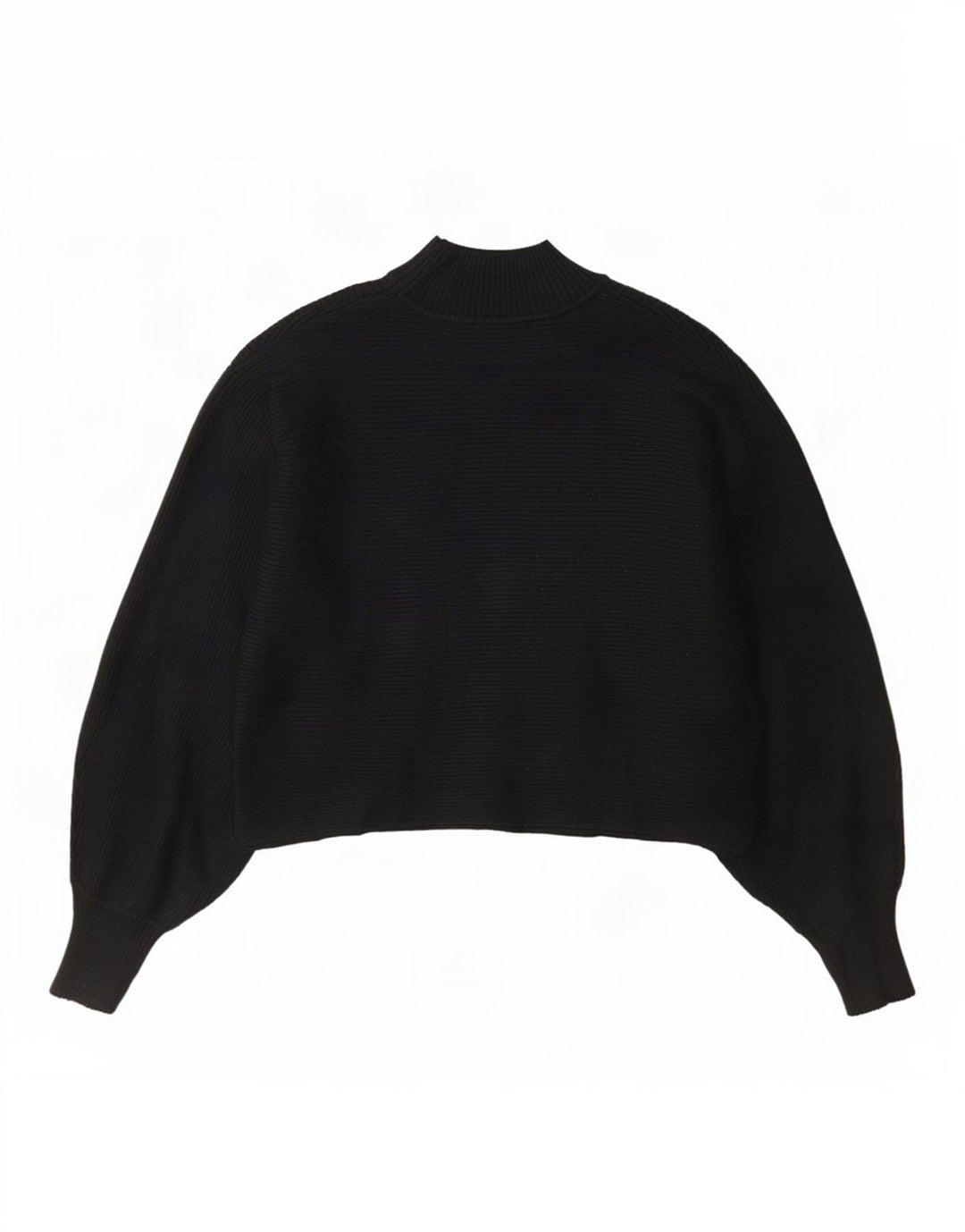 Zara Womens Crop Turtle Neck Jumper Sweater UK 12 Moyen Noir Rayé