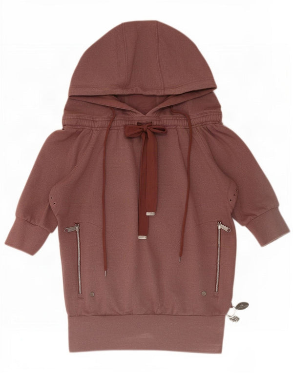 Adidas Pull à capuche surdimensionné à manches courtes pour femme UK 14 Marron moyen