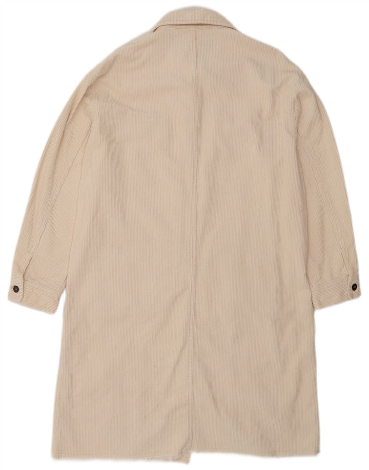 Zara Manteau en velours côtelé pour femme UK 12 Medium Off White Cotton