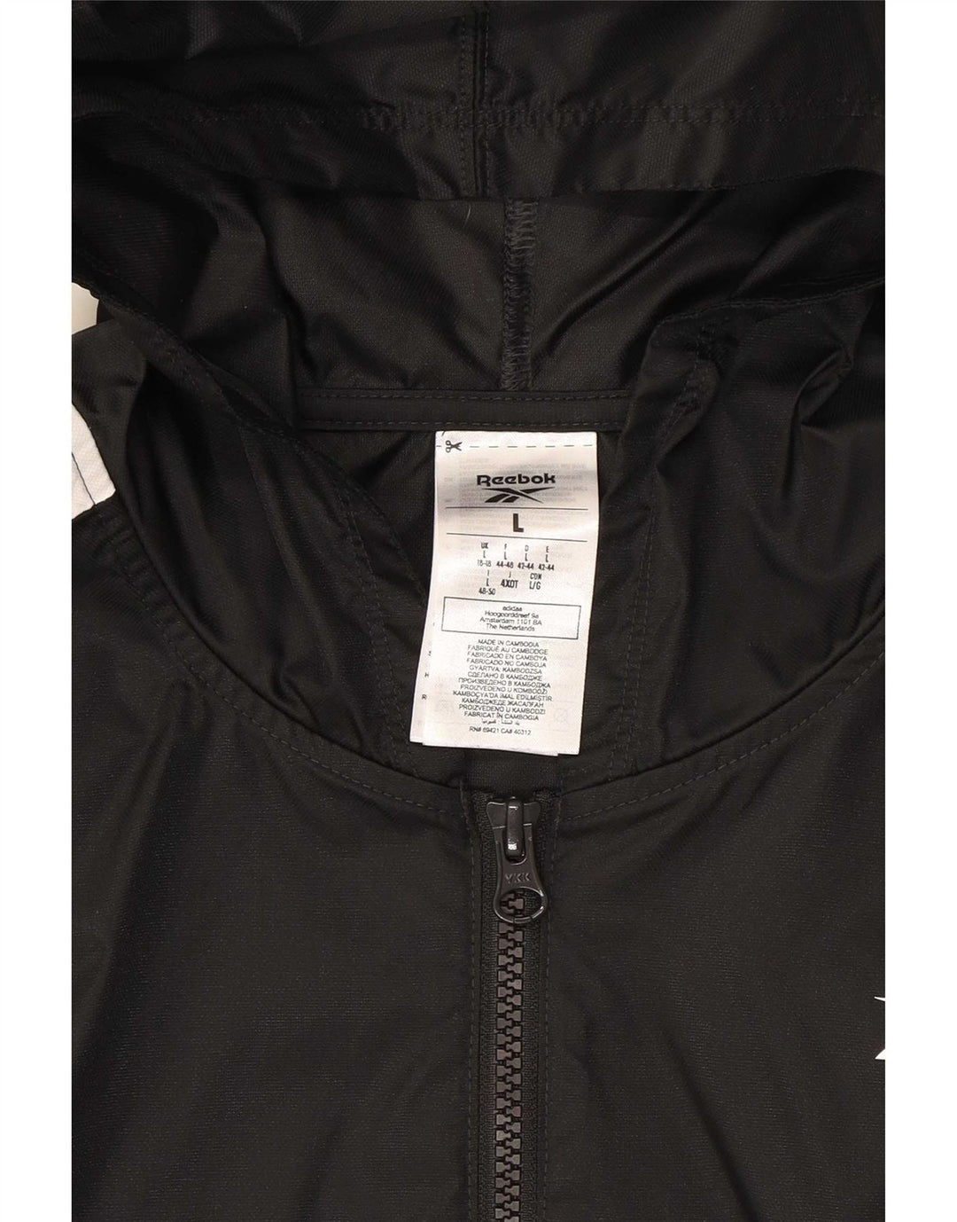 Reebok Veste de survêtement surdimensionnée à capuche pour femme UK 16/18 Large Noir