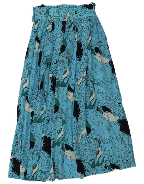 vintage Femmes Maxi Jupe W26 Petit Bleu Floral Boho