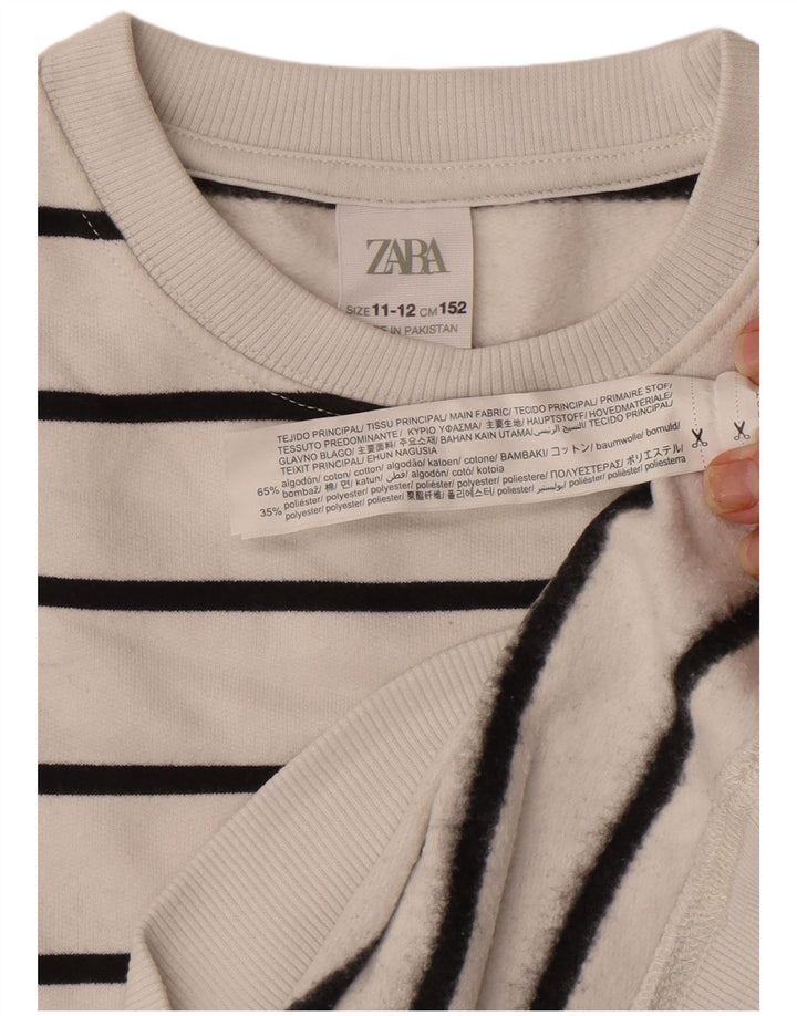 Zara Sweat-shirt Garçon 11-12 ans Blanc Rayé Coton