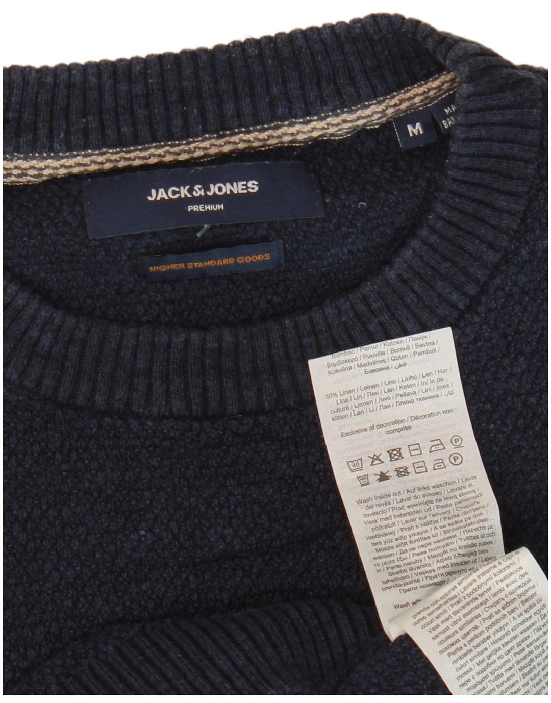 Jack & Jones Pull Col Rond Homme Bleu Marine Moyen Coton