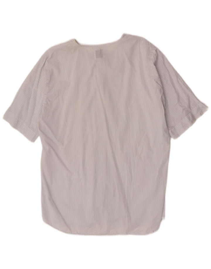 Benetton Chemise à manches courtes pour femme Blouse IT 44 Bleu moyen à fines rayures