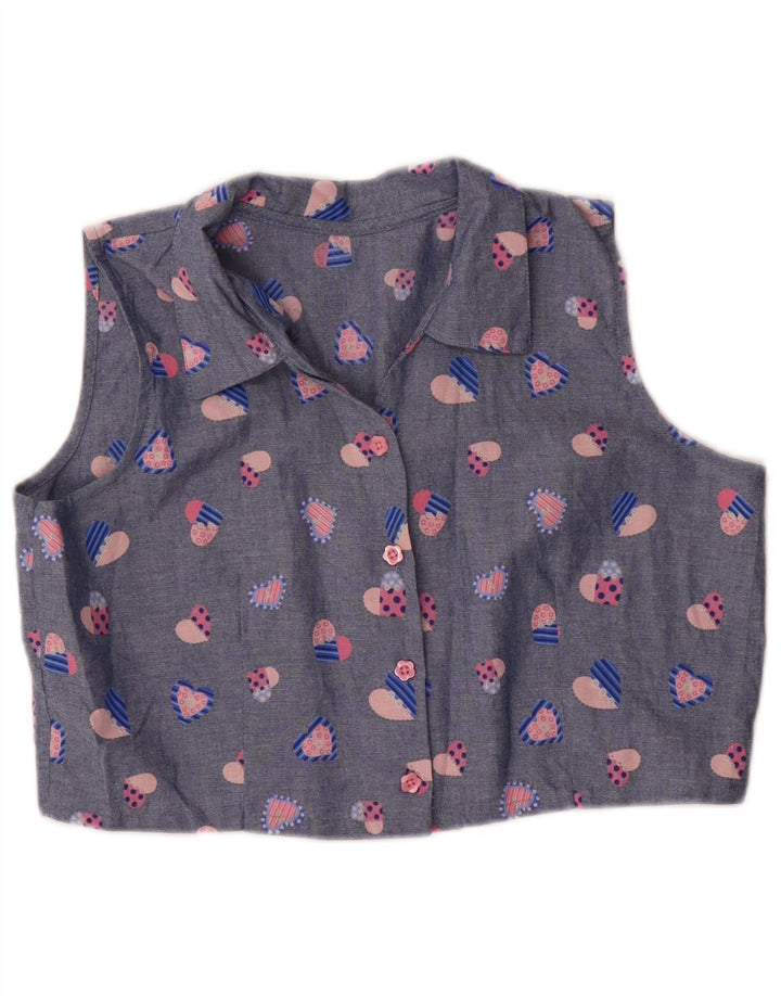 vintage Femmes 2 Pièces Jupe Ensemble Moyen W32 Bleu Géométrique