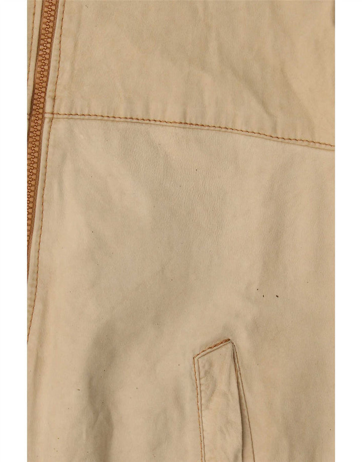 Veste en cuir Bomber femme vintage UK 14 Beige moyen