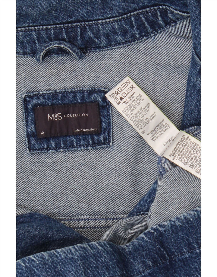 Marks & Spencer Veste en jean surdimensionnée pour femme UK 10 Petit coton bleu