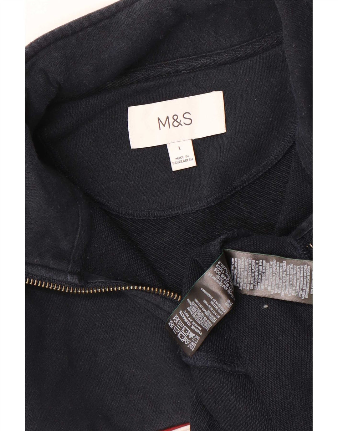 Marks & Spencer Sweat-shirt à col zippé pour homme, grand, bleu marine, color block