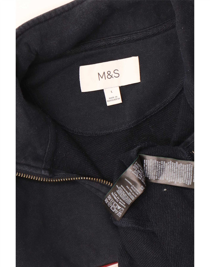Marks & Spencer Sweat-shirt à col zippé pour homme, grand, bleu marine, color block