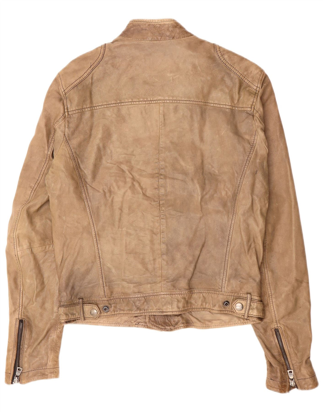 Gas Veste de motard en cuir pour homme UK 36 Petit cuir marron