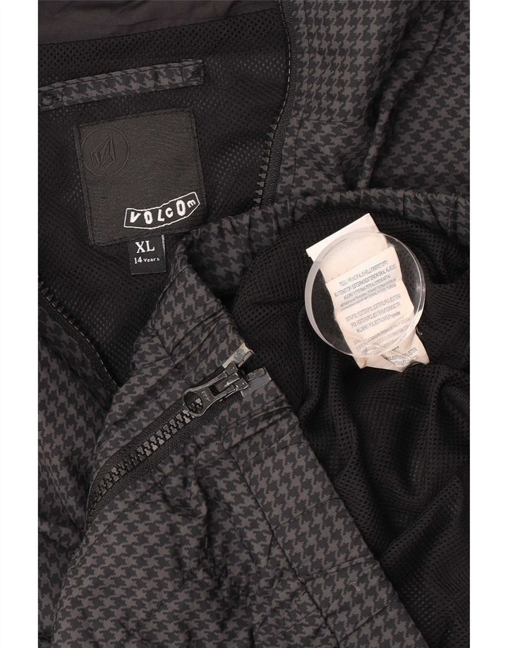 Volcom Veste de Pluie à Capuche Fille 13-14 Ans XL Gris Pied-de-Poule Polyester