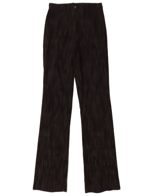 vintage Womens Bootcut Pantalon décontracté UK 8 Petit W26 L31 Noir Rayé
