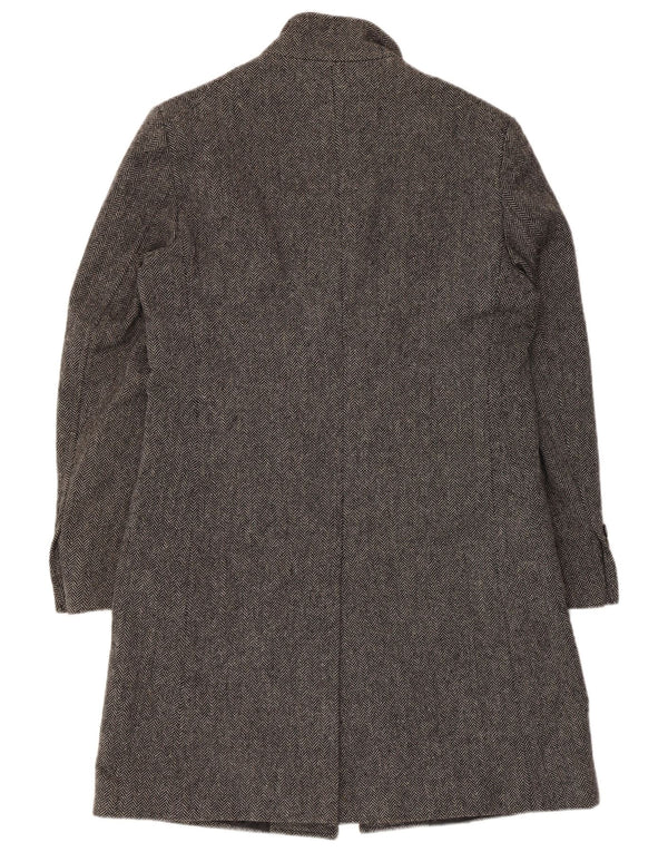 Zara Mens Longline Classic Fit Overcoat UK 40 Large Grey Herringbone