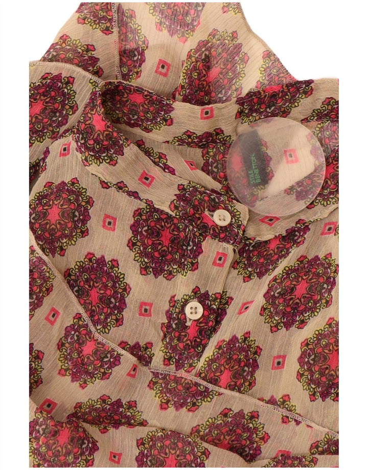 Benetton Robe trapèze pour femme UK 42 Beige moyen floral