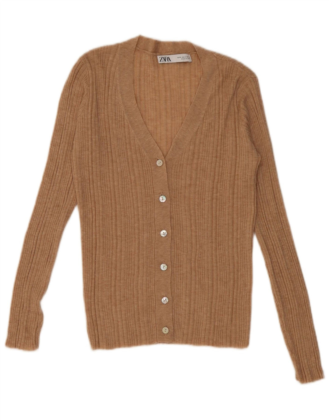 ZARA Femme Cardigan Pull UK 10 Petit Beige