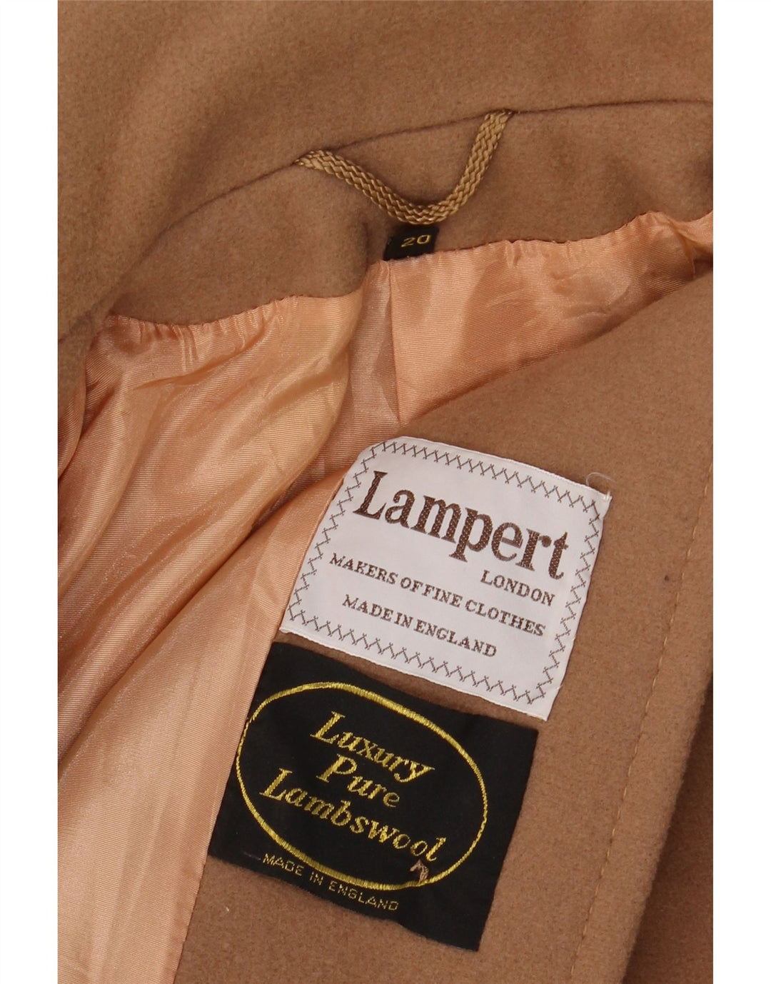 LAMPERT Manteau Femme UK 20 2XL Marron Laine d'Agneau