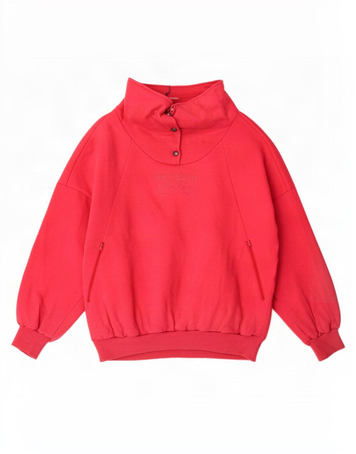 Colmar Womens Ski Graphic Button Neck Sweatshirt Jumper US 12 Large Rose