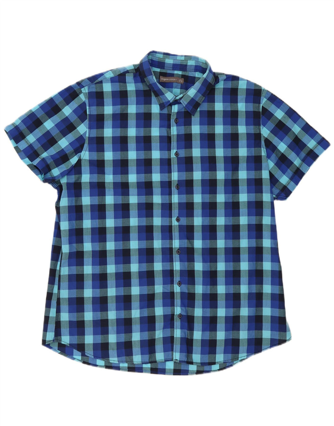 Angelo Litrico Chemise à manches courtes pour homme Taille 45/46 2XL Bleu Vichy