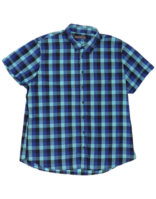 Angelo Litrico Chemise à manches courtes pour homme Taille 45/46 2XL Bleu Vichy