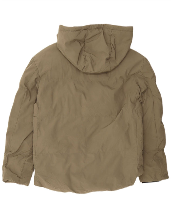 Zara Veste matelassée à capuche pour homme UK 38 Medium Kaki Polyester