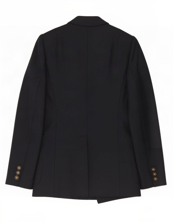 Reiss Veste Blazer Double Boutonnage Femme UK 8 Petite Laine Bleu Marine