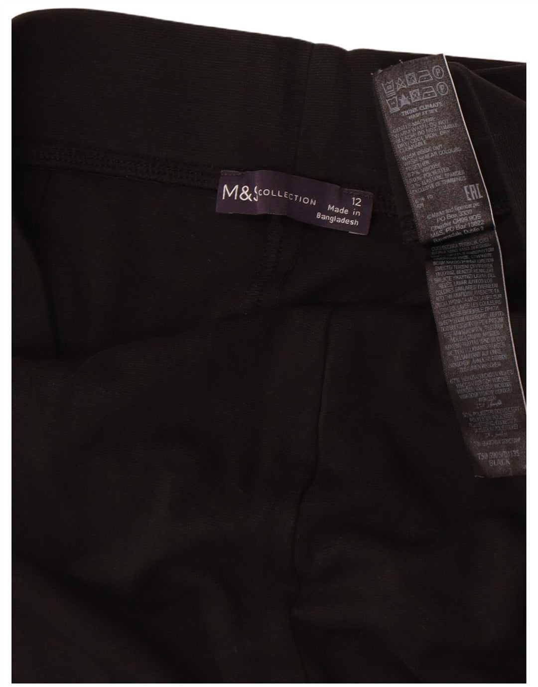 Marks & Spencer Leggings Femme UK 12 Medium Noir Viscose