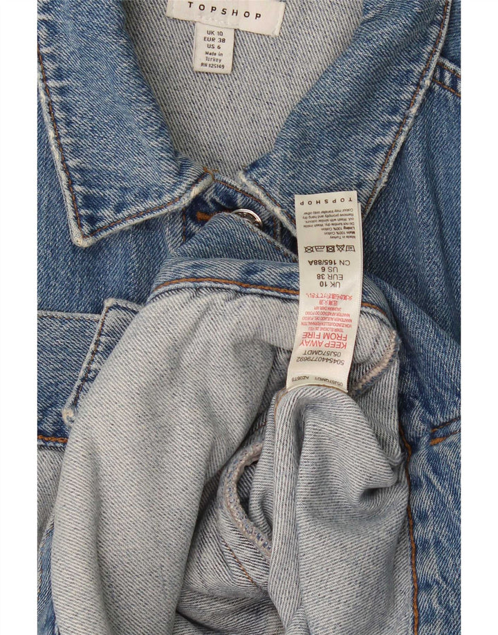 Topshop Veste en jean surdimensionnée pour femme UK 10 Petit coton bleu