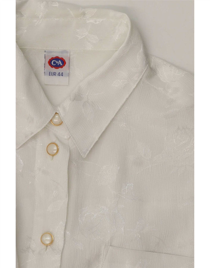 C&A Chemisier Femme EU 44 XL Blanc Floral Polyester