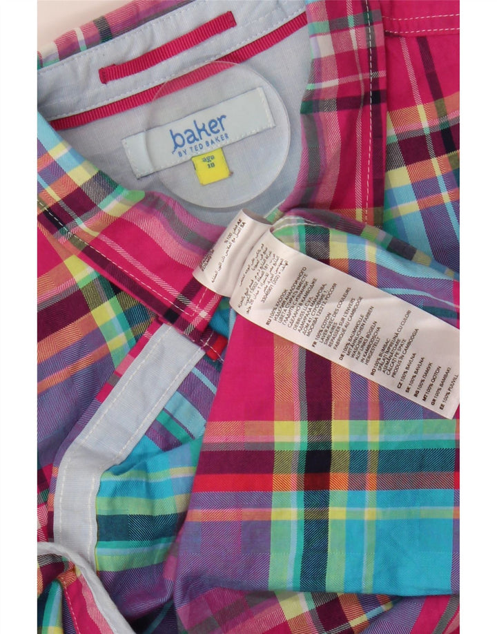 TED BAKER Chemise en Flanelle Garçon 9-10 Ans Coton à Carreaux Multicolore