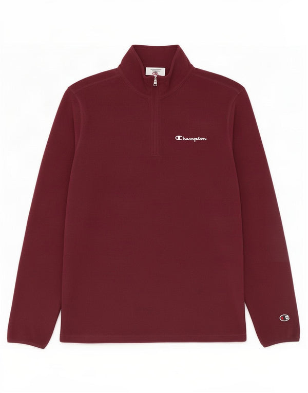 Champion Pull polaire à col zippé pour homme Petit Polyester Bordeaux